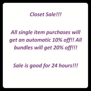 Closet sale happening now!!!!
